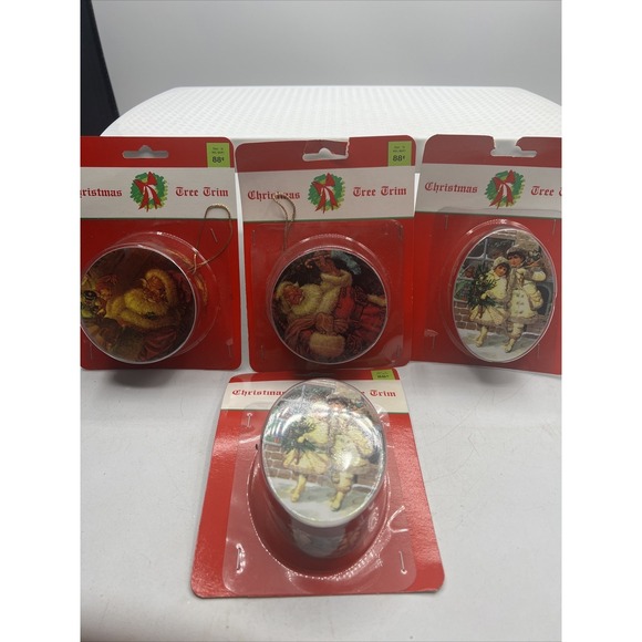 Dillards Other - Vintage Victorian Box Container Christmas Ornament Lot Of 4 Santa Tree Trim NIP
